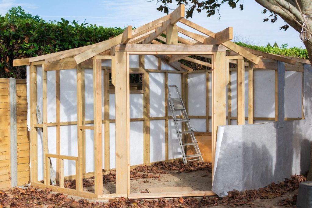 garden shed under construction