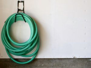 garden hose in tool shed